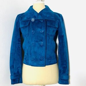 Nine & CO Faux Suede Waist Jacket Blue Sz M GUC